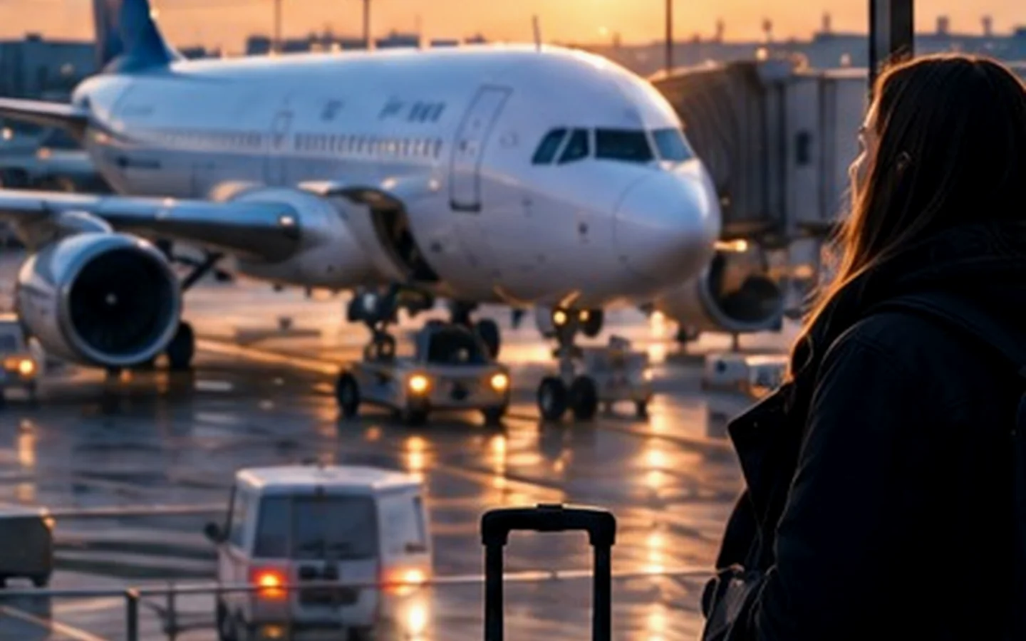 Commercial aircraft at an airport terminal
